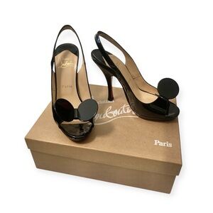 Christian Louboutin Miss Mouse 120 Black Patent Leather High Heels Mickey Siz 37